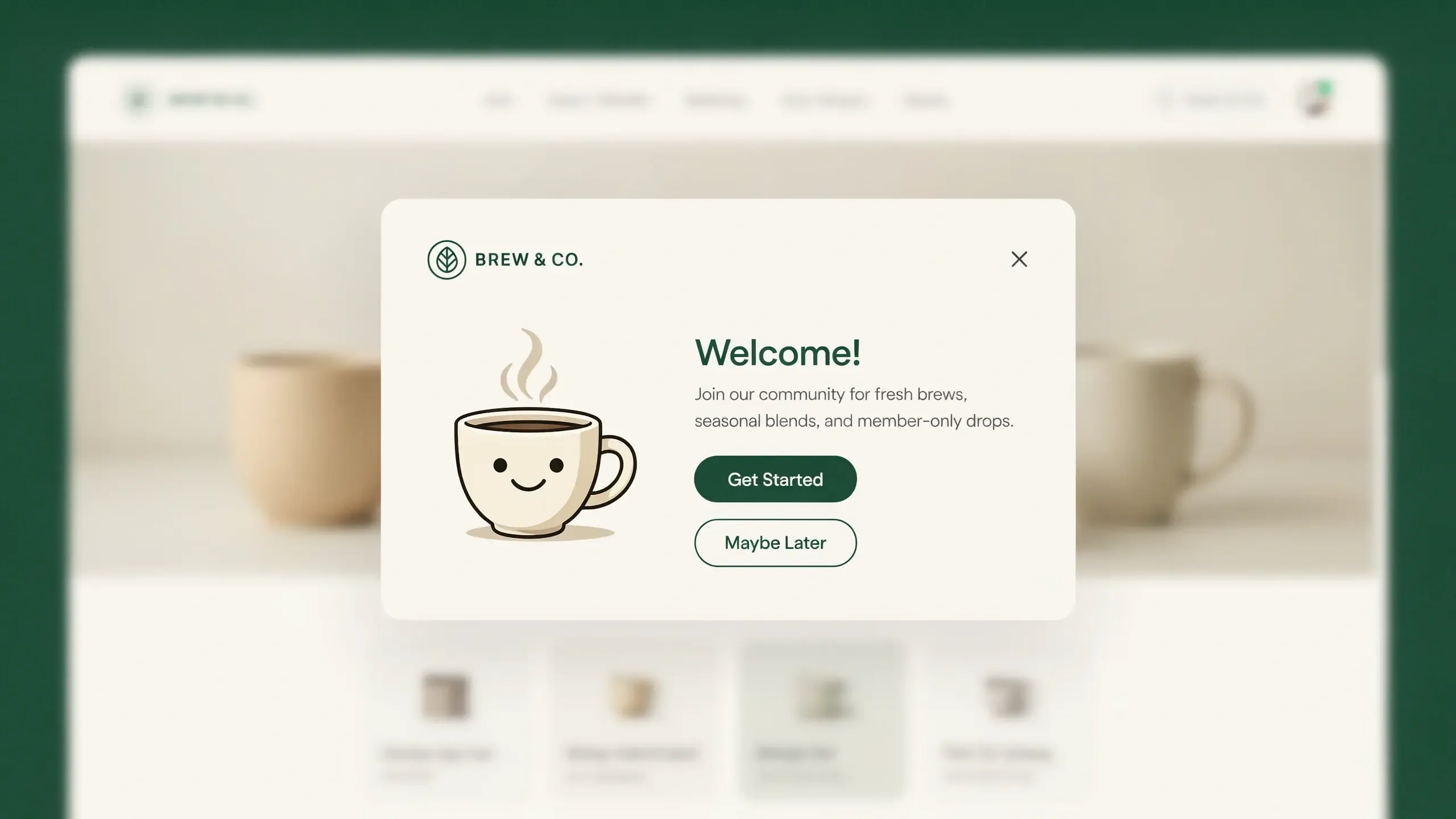 Welcome popup
